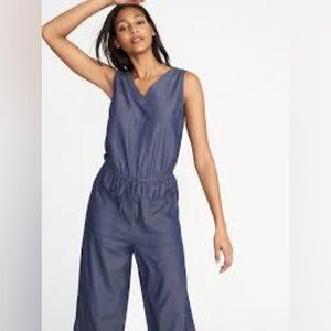 Old Navy Denim Waist-Defined Sleeveless Utility Jumpsuit